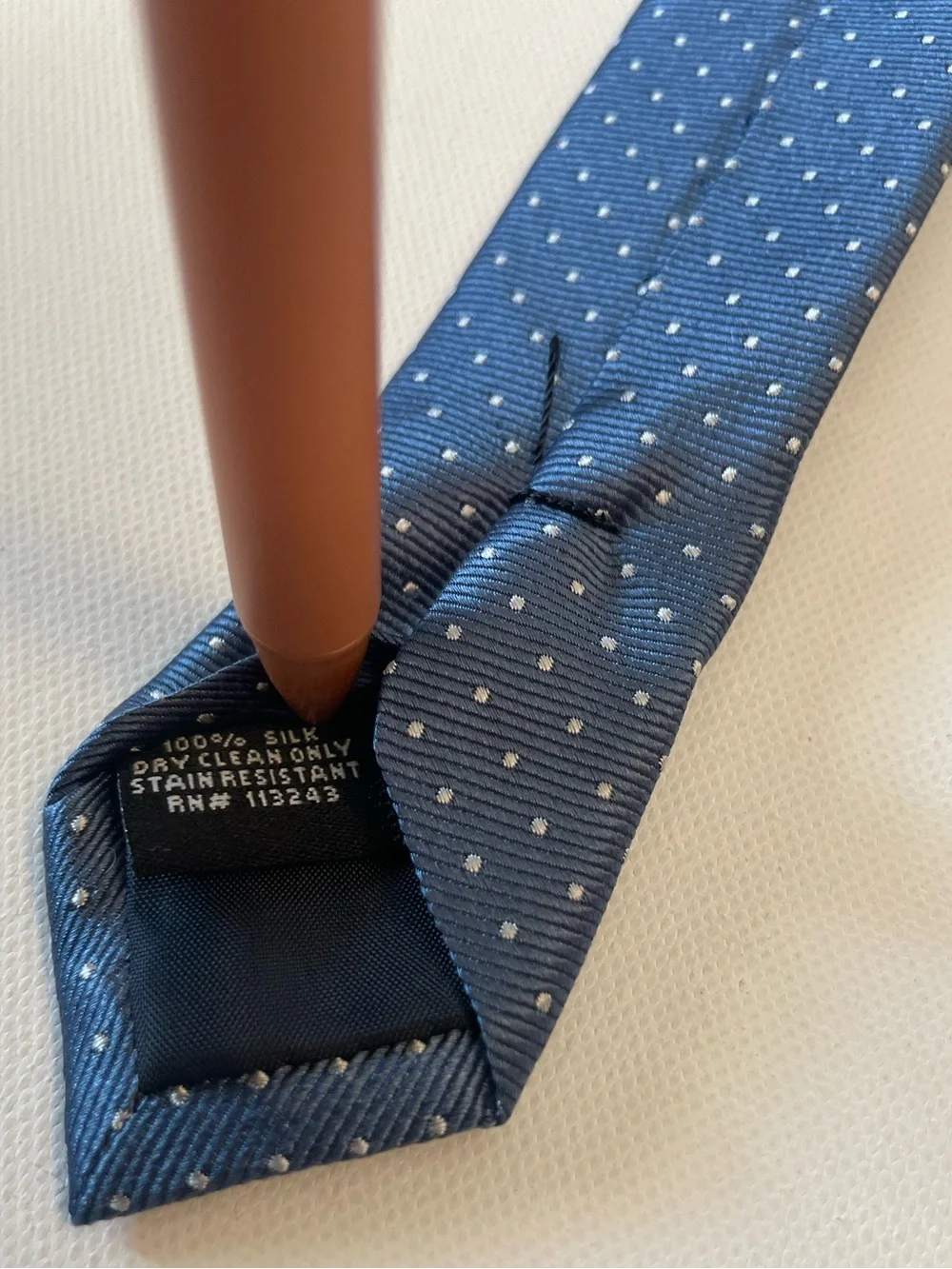 The Tie Bar 100% Silk Blue/White Polka Dot Tie (3 in x 61 in)